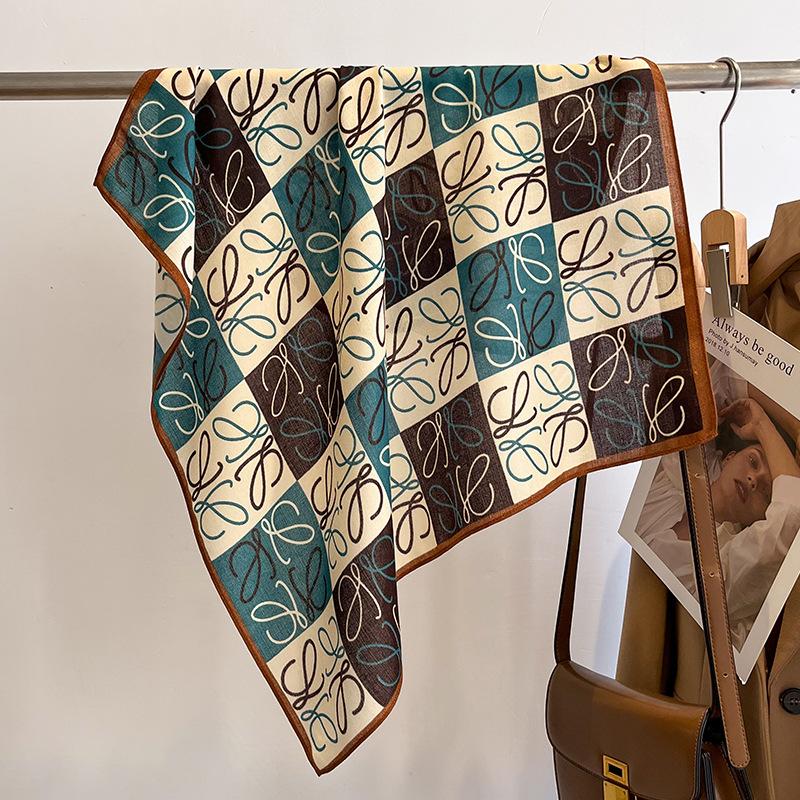 New Fashion 90X90cm Hair Shawl Scarf  Design Twill Silk Square Foulard Female Summer Sunscreen Wrap Bandana Hijab Accessores