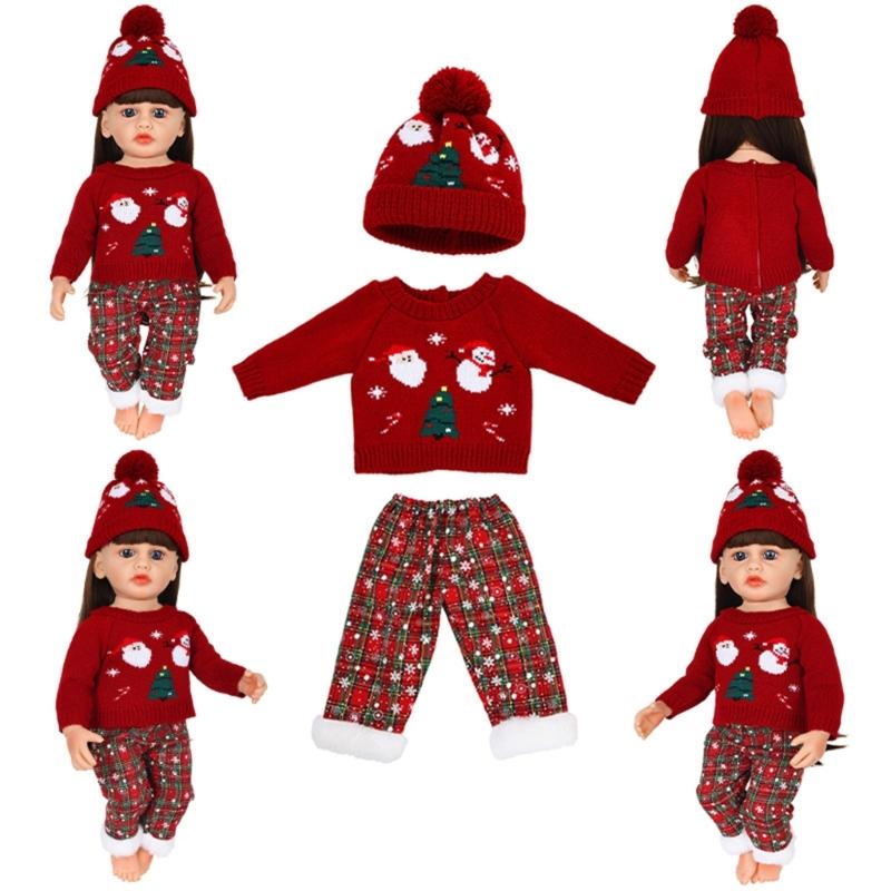 22inch Reborns Doll Holiday Costume Santa Outfit Quick Change Doll Outfit For Christmas Party Kids Pretend Play Game