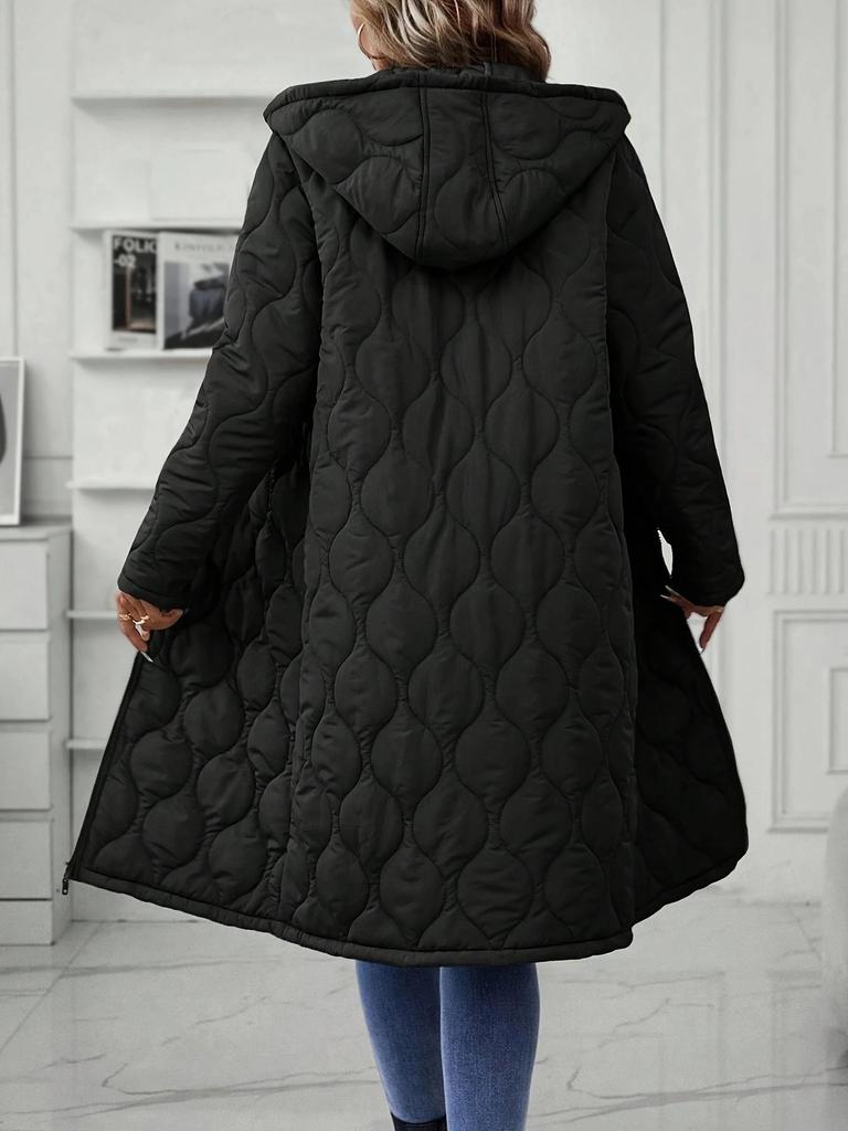Women's Elegant Hooded Zipper Loose Cotton-Padded Jacket for Autumn/Winter 2025