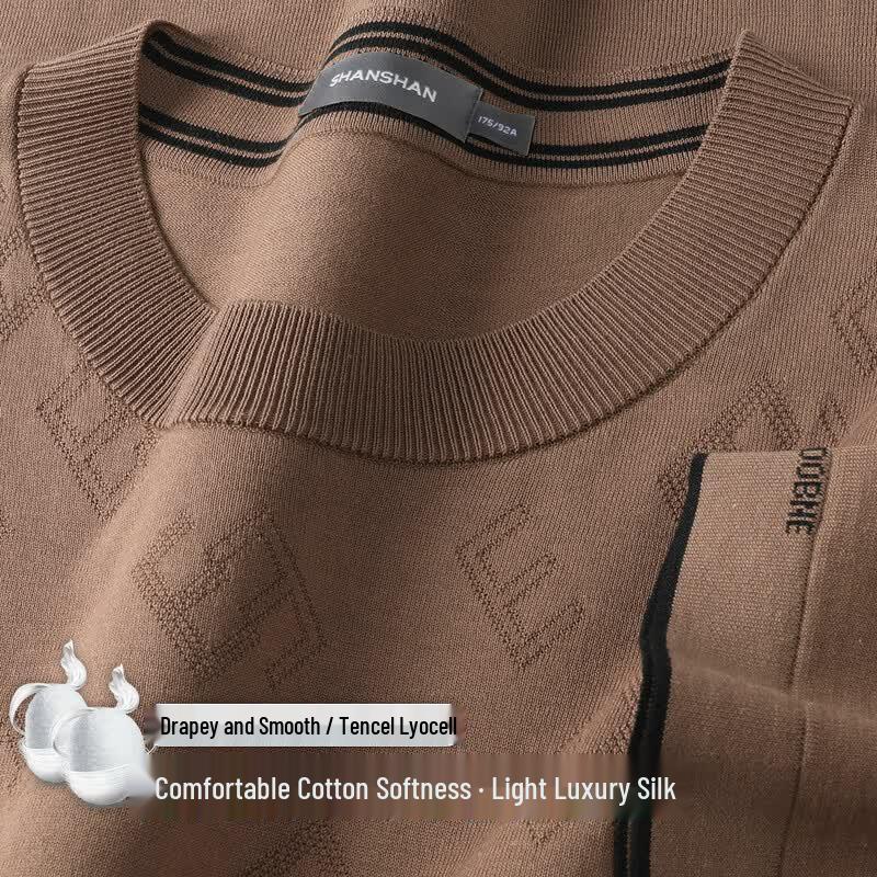 SHANSHAN Men s Silk Tencel Blend Short Sleeve T-Shirt 2XL