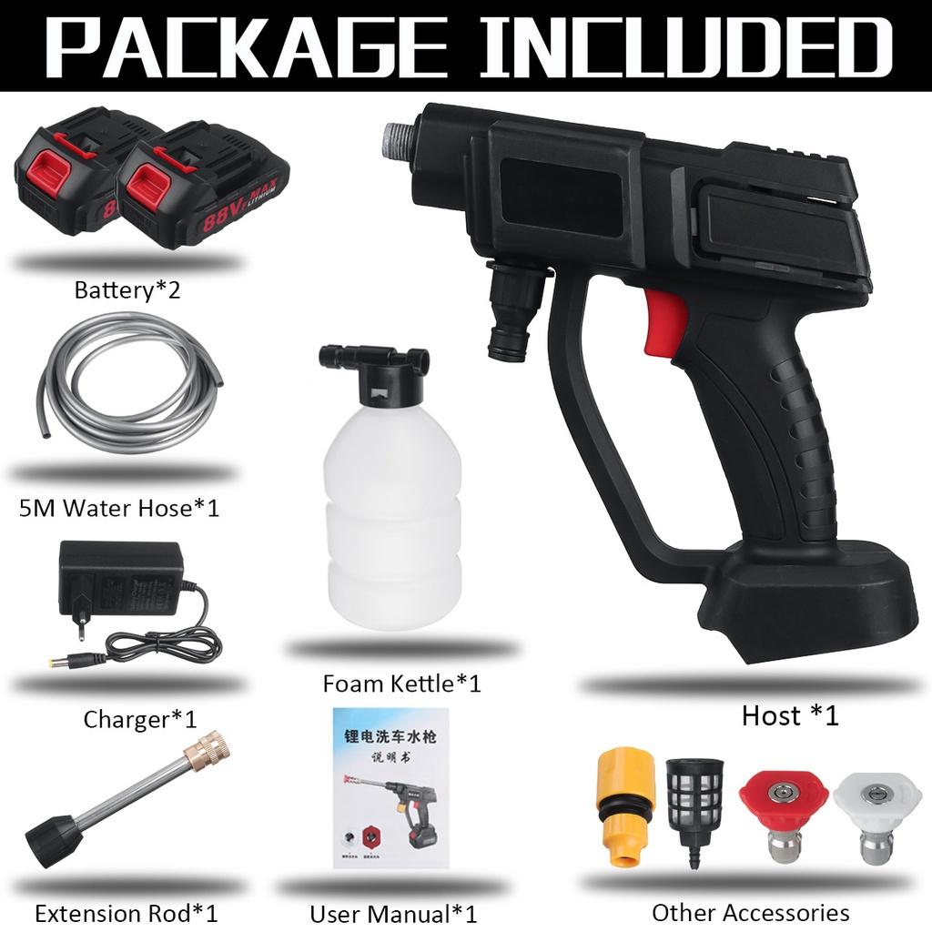 88V 1000W Electric Car Washer Gun High Pressure Cleaner Foam Nozzle For Auto Cleaning Care Cordless Protable Car Wash