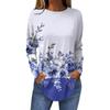 Damen T-Shirt mit Rundhalsausschnitt, lockerer Schnitt, langärmelig, Top, Pullover