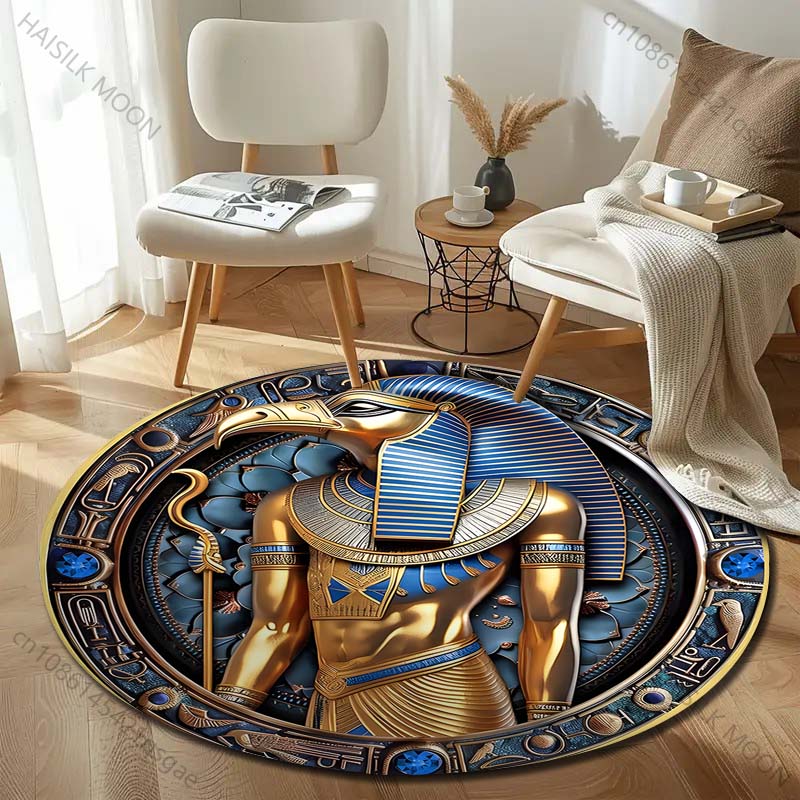 1PC Ancient Egyptian Mythology's God of Death Print Round Rugs Carpet Child Room Floor Mats Playroom Upholstery Living Room
