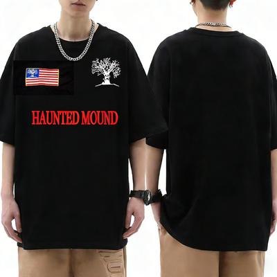 Haunted Mound Pure Cotton Tshirt American Retro Street Hiphop Short Sleeved Shirt Y2k Mens Casual Cotton Top Loose  2026 New