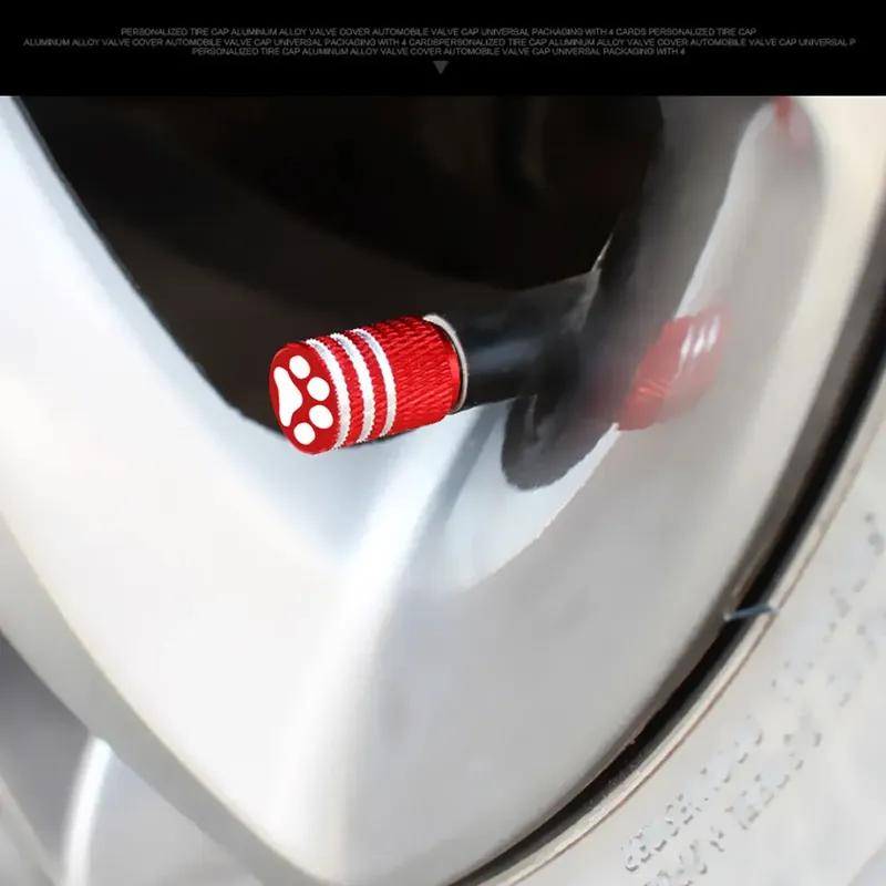 DSYCAR 4Pcs/Set Bear's Paw Tire Stem Valve Caps Aluminum Car Dustproof Caps Tire Wheel Stem Air Valve Caps New