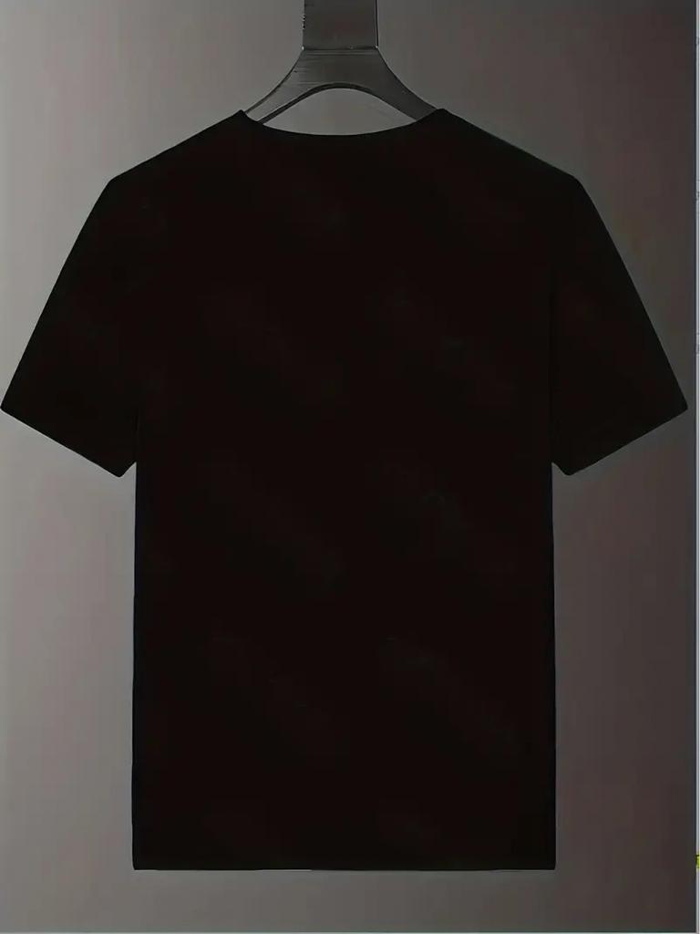 Casual Loose-Fit Men's T-Shirt with Ch!o Letter Print, Simple and Stylish Top