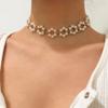 Collar de perlas blancas de imitación multicapa, cadena de cuentas, estilo punk, para damas, para bodas, collar corto de clavícula, joyería para banquetes.
