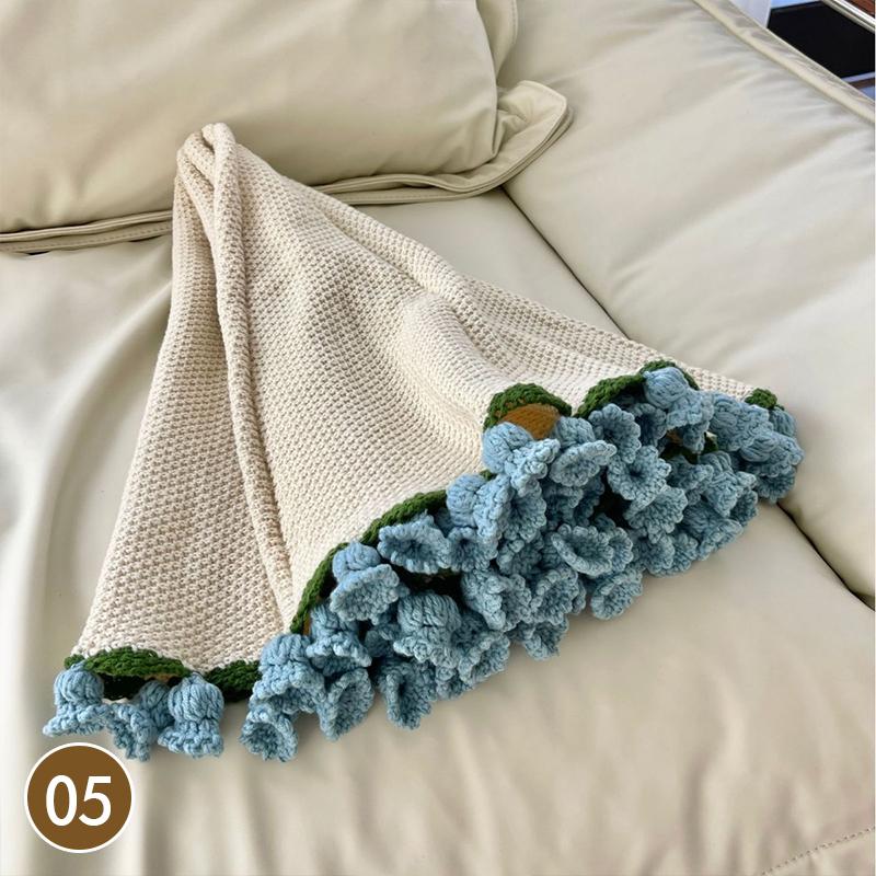80Cm Finished Crocheted Rose Bouquet Blanket Handmade Knitted Flower Bouquet Blankets Home Decor Bed Sofa Throw Blanket Gift