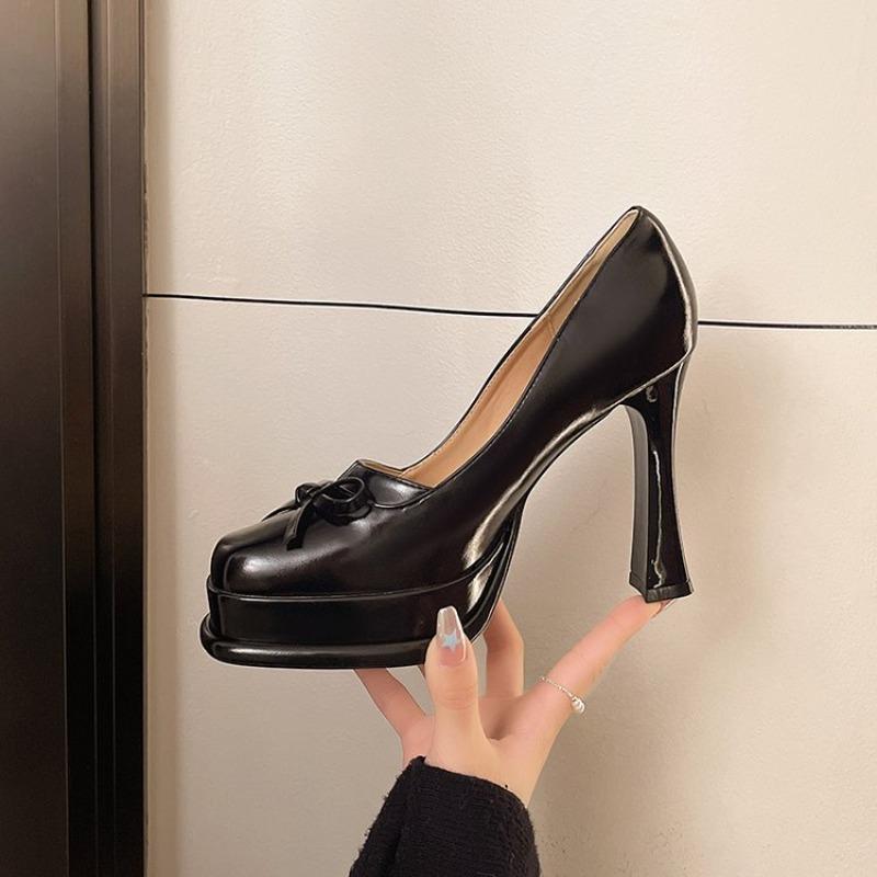 

Fashion Platform Mary Jane Shoes Women Pumps Bowknot Shallow Elegant Dress Shoes Sexy Brand High Heels Female 35 чёрный