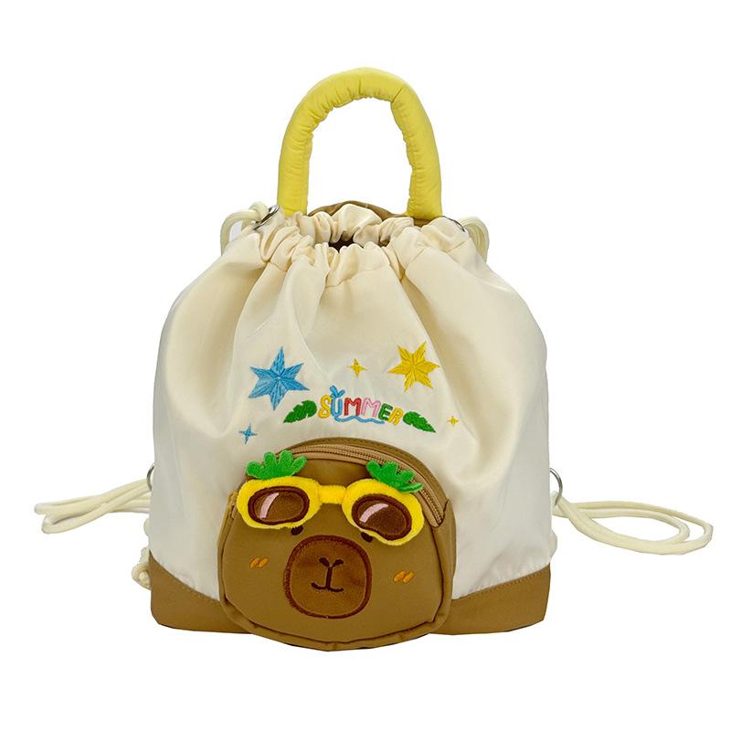 Rucksack mit zwei Schultergurten und Zugbeuteltasche, Zweischultertasche, Greifautomaten-Puppe Handtasche