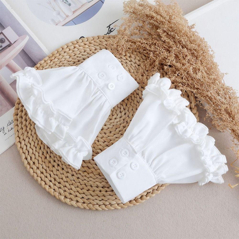 Pleated Lace Fake Cuffs Flower False Cuff Sleeve Gift Lace Sleeve  Women's Daily Wear