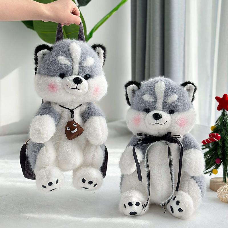 New Husky Dog Doll Bag Large Capacity Winter Plush Backpack Video Game City Redemption Dolls