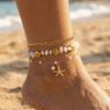 Conch Starfish Crushed Stones Beaded Anklets For Women Men Summer Resin Soft Clay Ankle Bracelet Foot Chain Ocean Beach Jewelry
