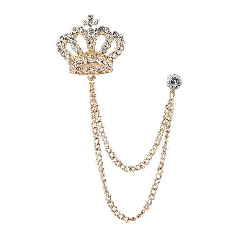Korean Luxury Rhinestone Crown Brooch Pin Men's Brooches Jewelry Garment Accessories for Men Jewelry Accessories