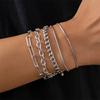 5Pcs/Set New  Color Multilayer Interlocking Chain Bracelet Retro Bangle For Women Fine Fashion Jewelry Wedding Party Gifts