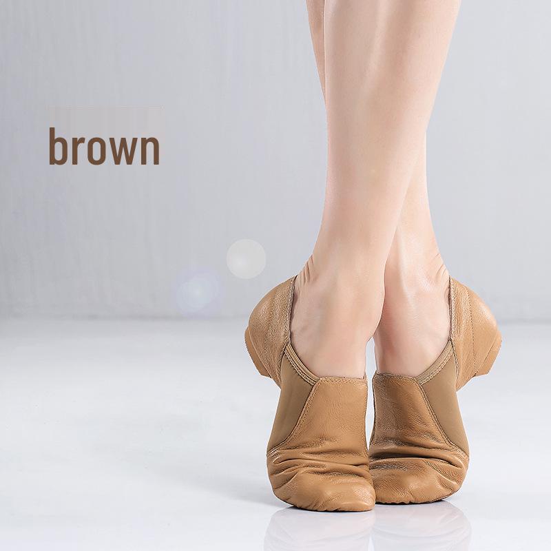 

Женские джазовые балетки из натуральной кожи со стрейчевой тканью и мягкой подошвой 40 коричневый