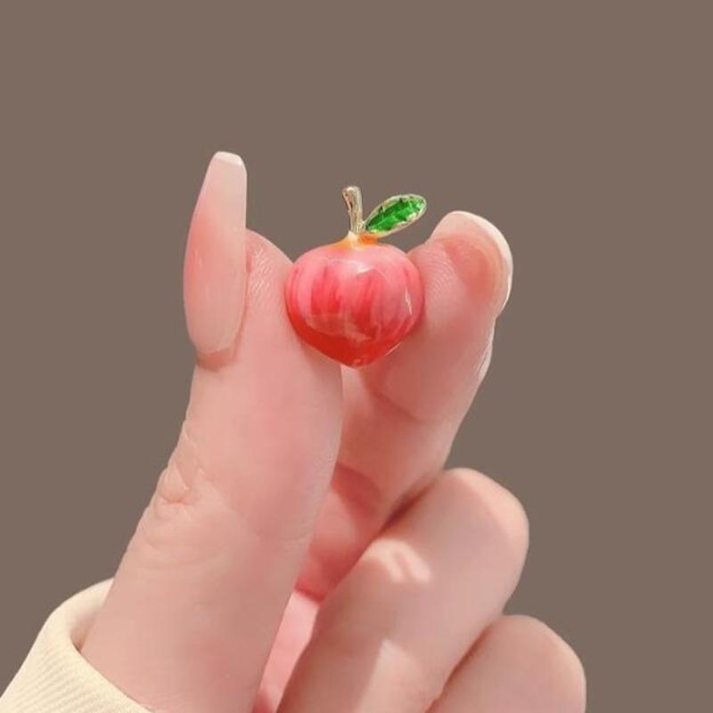 Cute Mini Peach Brooch Version Fashionable Fruit Brooch Creative Personality Jewelry Accessories Sweet Gift