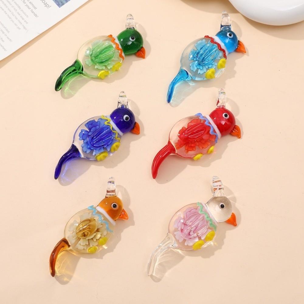 Bird Shape Lampwork Glass Pendant Handmade Bird Flower Pendant  Fit Necklace Jewelry Gifts