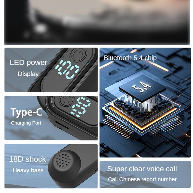 Bluetooth 5.4 Headphone Wireless Ear Hook Earphone HiFi Stereo Noise Reduction Headset Waterproof  Sports Earbud with Mic