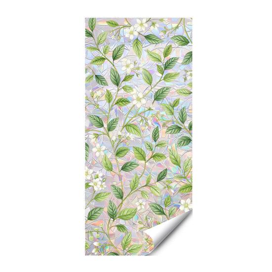 Decorative Window Decal Sun Catcher Static Film, Flower Butterfly Self-Adhesive Glass Sticker, Anti-Glare Tint Removable Privacy Cling for Home Office
