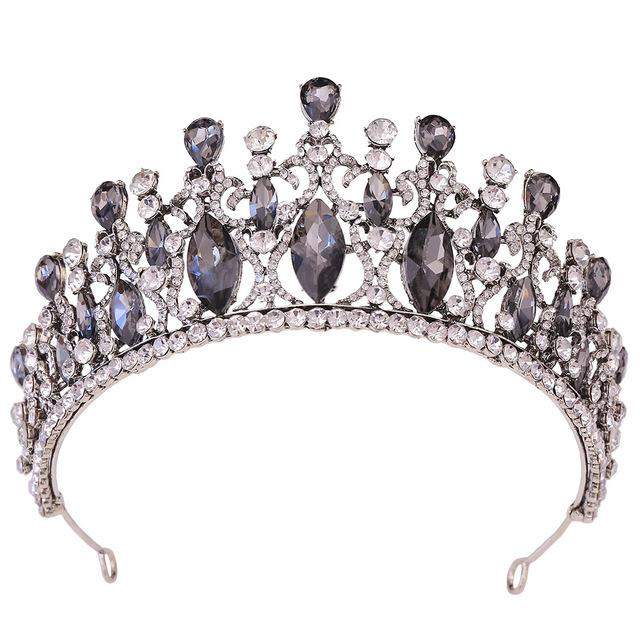 Gorgeous Bronze Purple Crystal Wedding Crown Vintage Bridal Diadem Royal Queen Tiaras Crown Headdress Wedding Dress Hair Jewelry