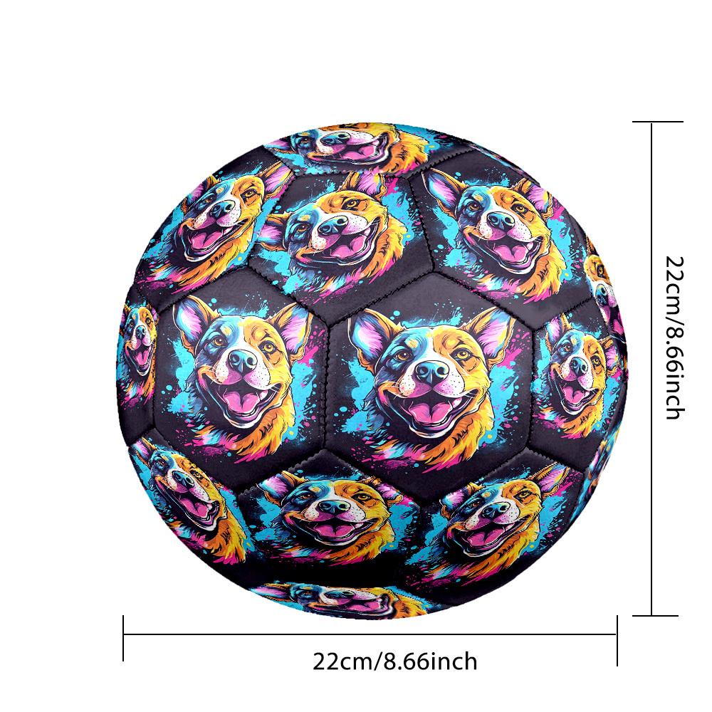1pc Colorful Dog Art Size 5 Soccer Ball Professional Match Training Football Indoor &Outdoor Sports Ball Lightweight Durable C6583