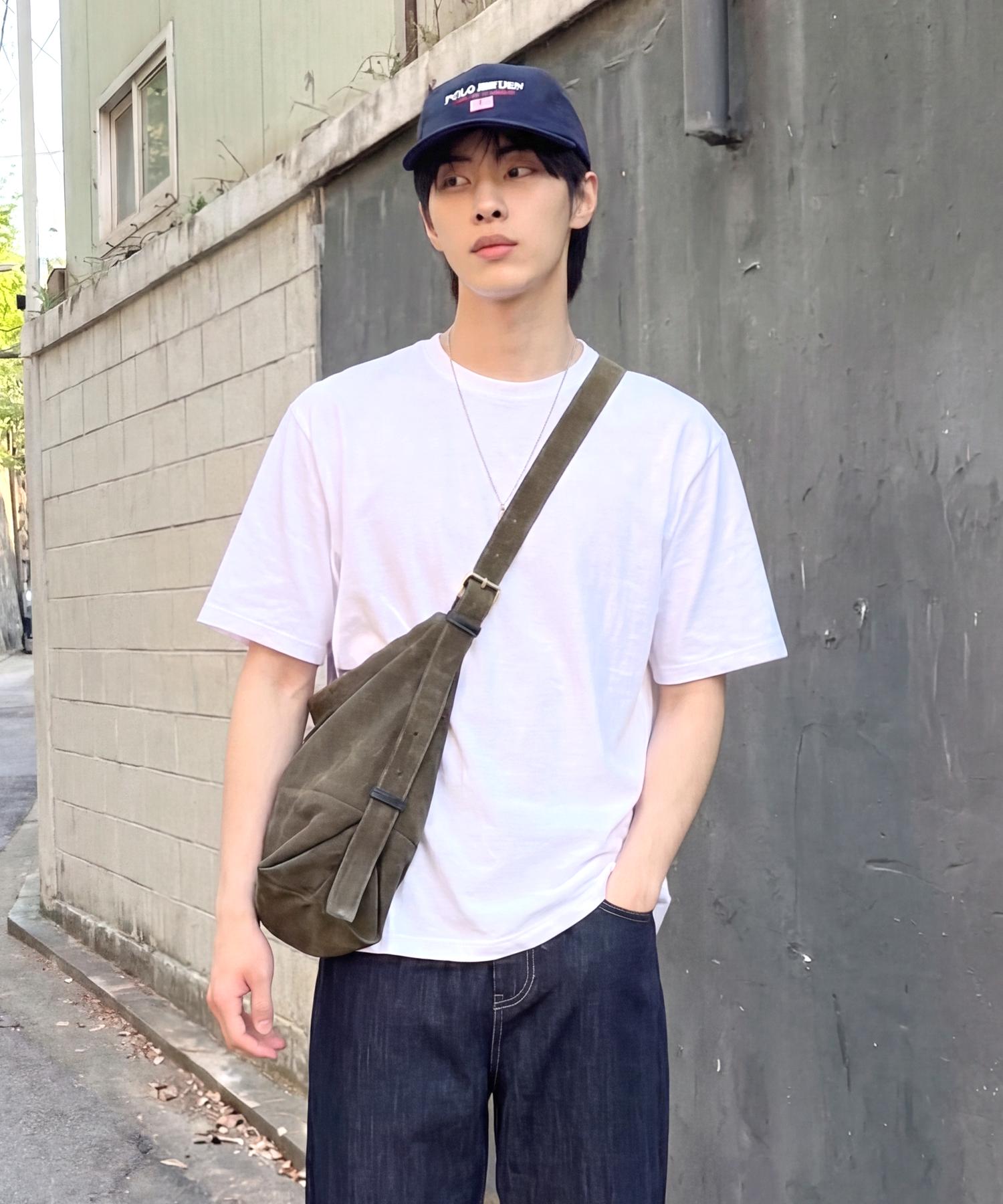 Basic House Askin Semi-Overfit Round Neck Short Sleeve T-Shirt White Lzts3113 Bk/105