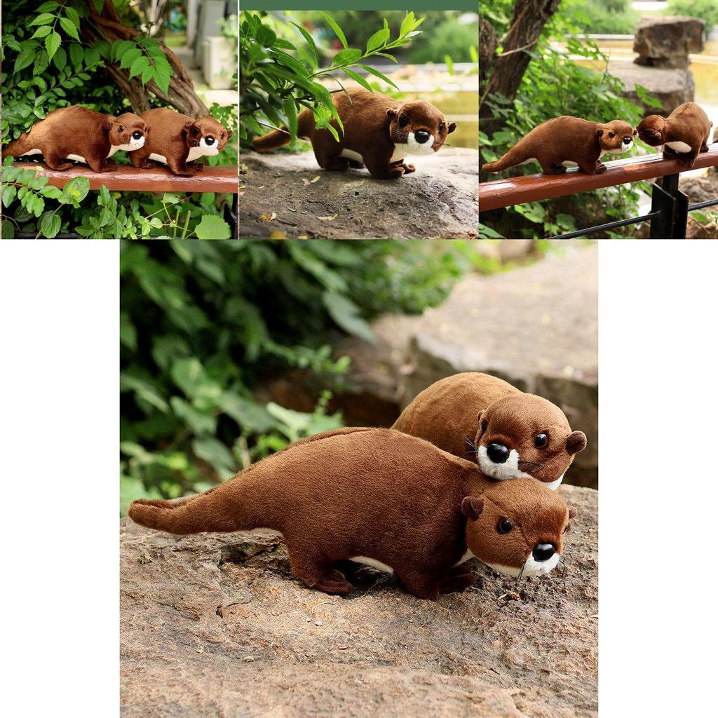 Adorable Otter Stuffed Plush Toy Realistic Long Fur Soft Animal Figure 40cm Gift