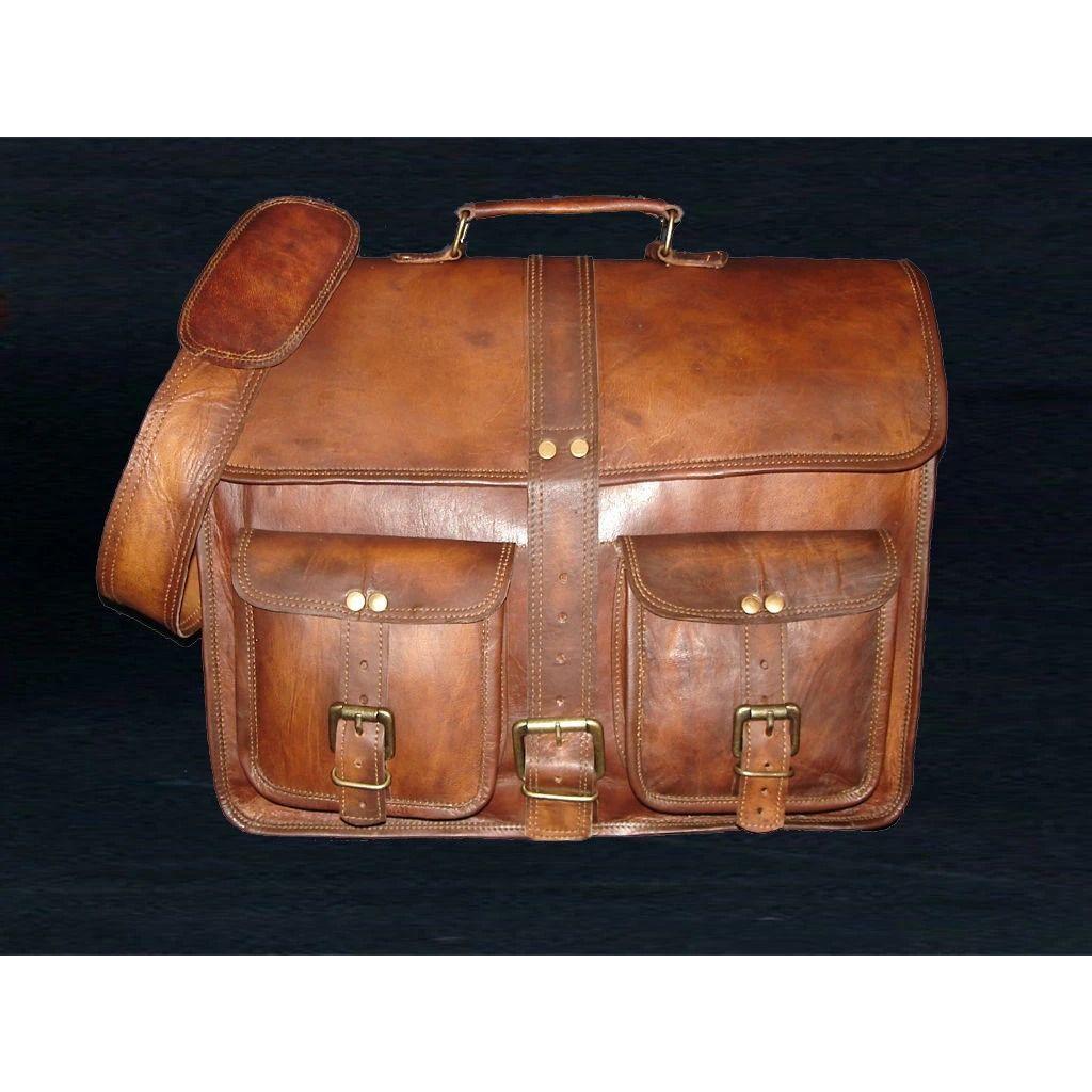 Men's Genuine Vintage Leather Messenger Bag Shoulder Laptop Bag Briefcase