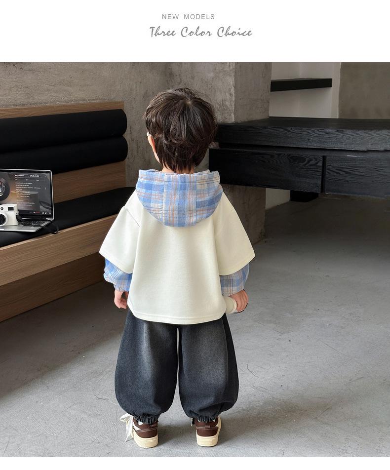 Boys' Korean-Style Two-Piece Sweatshirt & Jeans Set - Stylish Autumn 2025 Collection