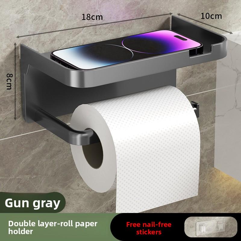 Wall-Mounted Bathroom Tissue Holder Modern Double Layer Paper Roll Organizer for Home Use