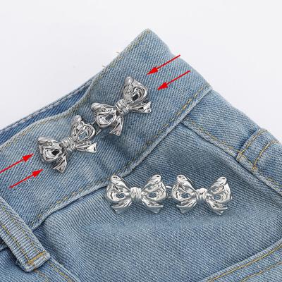 Bowknot Button Adjuster For Pants And Skirts Waist Tightener Adjustable Waist Buckle For Jeans No Sewing Required