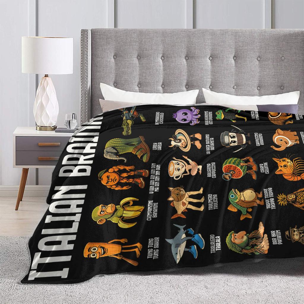 Premium Italienisches Brainrot Design Decke Atmungsaktiv Gemütlich Ganzjahresnutzung Geschenkidee Bedruckte Decke Ultra Weich Für Wohnkultur