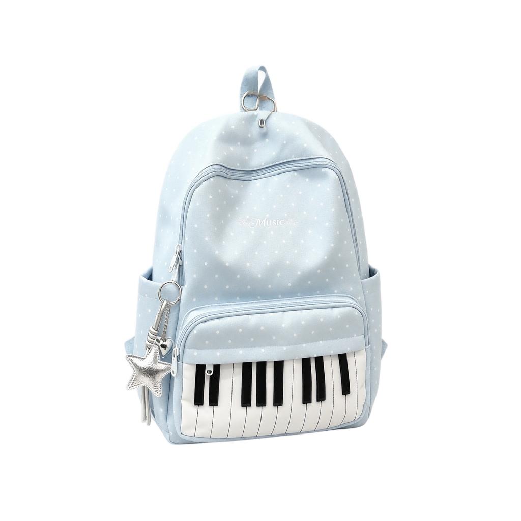 Piano Pattern Backpack for Teen Girls High School Students Cute Versatile Campus Travel Bookbag