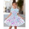 Dress for Girls Tie-Dye Multicolor Graffiti 3D Print Round Neck Colorful Dress Casual Summer Short Sleeve Tops Y2k Girl Clothes