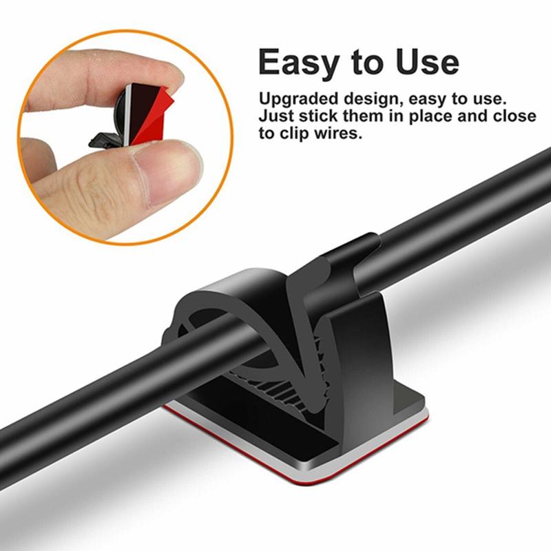 20 Pcs Cable Clips Self Adhesive Cord Management Black Wire Holder Organizer Clamp Self-adhesive Car Wire Clip Accessories
