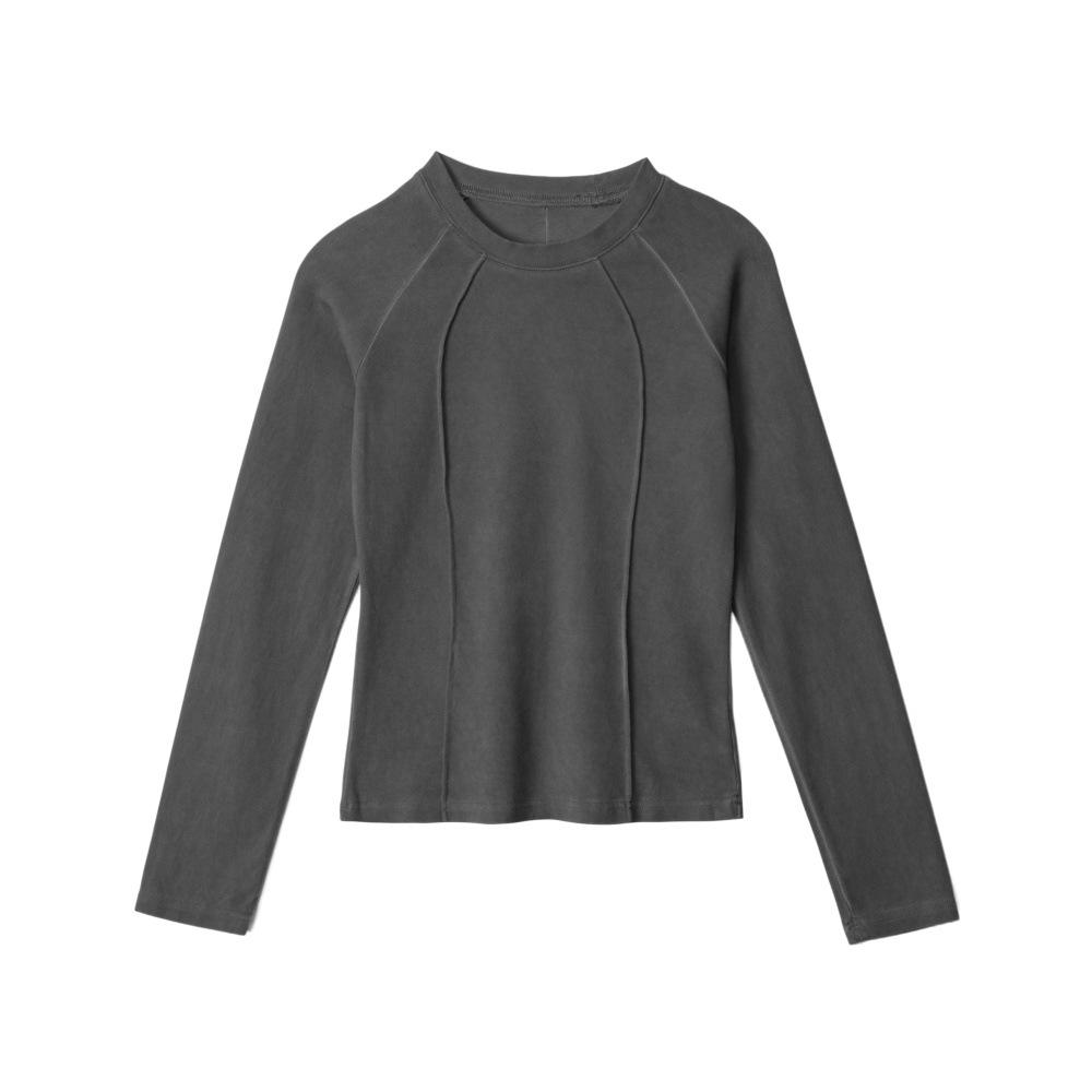 

HeyHenry Women s Retro Tie-Dye Patchwork Slim Long Sleeve T-shirt Medium темно-сірий