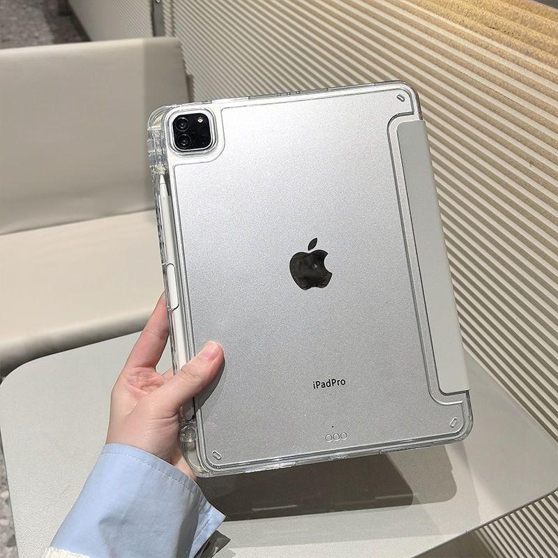 New Simple Gray Tablet Case For iPad Pro 11 12.9 13 A16 M2 M4 M3 M5 Shell 9.7 10.2 5/6/7/8/9/10/11th Mini Air 3 4 5 Cover