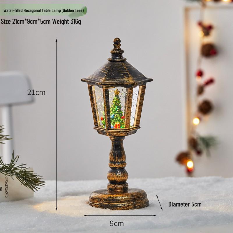 Christmas LED Flame Telephone Booth Ornament - Small Oil Lamp Prop for Coffee Shop, KTV, Scene Decor.