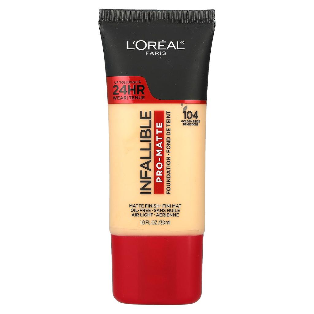 L'Oréal, Infallible Pro Matte Foundation, 104 Golden Beige, 30Ml(1Fl Oz)