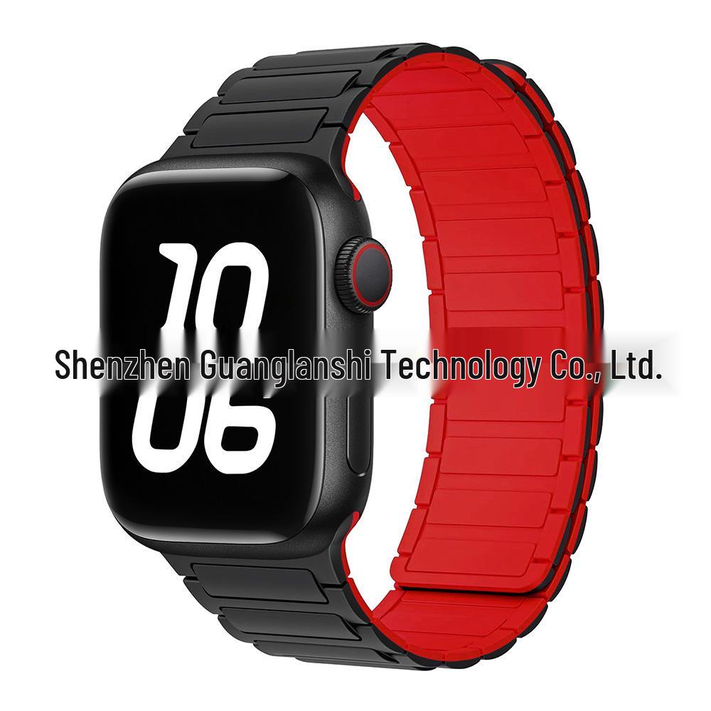 „Curea de culoare contrastantă din silicon magnetic S9 pentru Apple Watch Series 5-9”