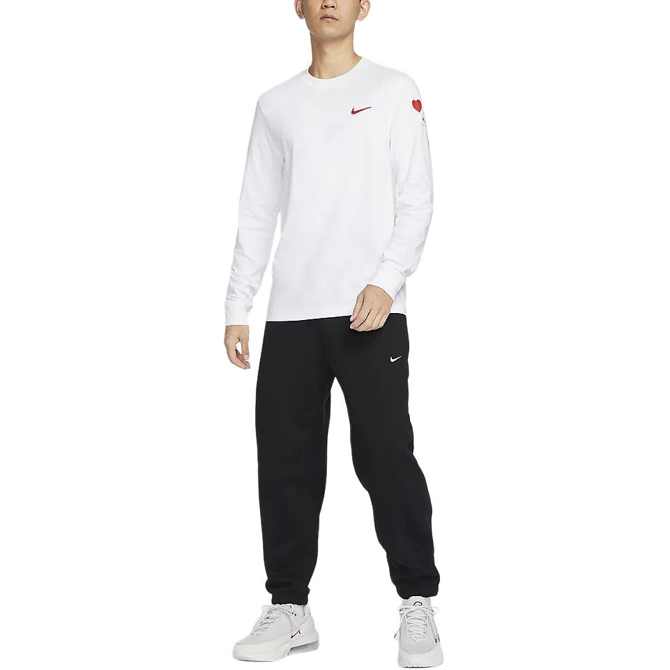 Nike Serie San Valentino T-shirt Uomo a Maniche Lunghe Casual Girocollo Tinta Unita SS24 Top Bianco FV3994-100