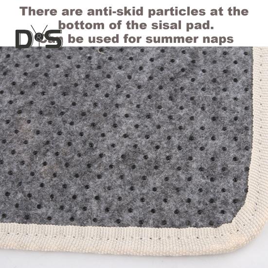 Cat Scratcher Mat Natural Sisal Scratching Mat with Plush Ball Furniture Protector Anti-Slip Walls Floors Cat Scratcher Pad Rug