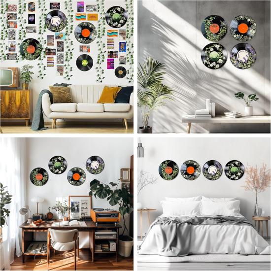 TracyArt Hippie Decor, Posters for Room Aesthetic - Botanical Wall Art, Record Decor, 4 Pcs 12"
