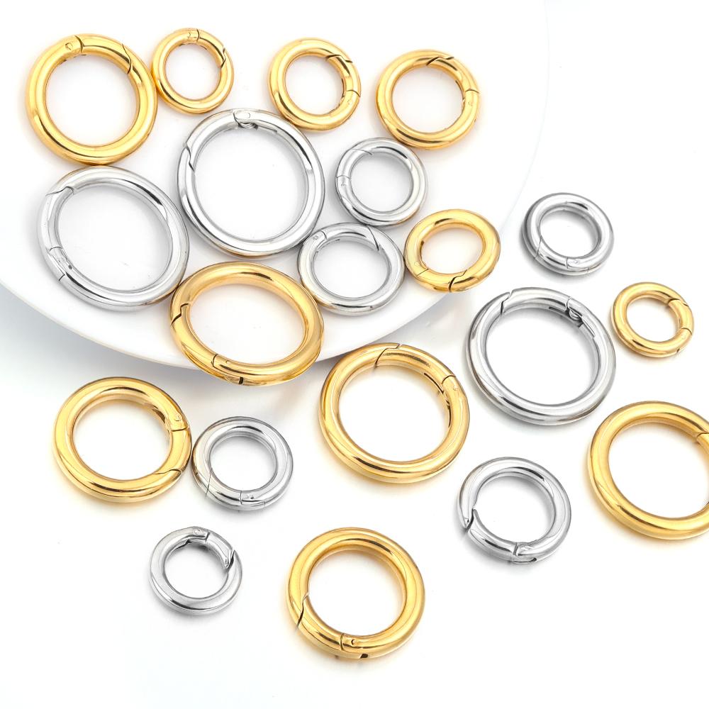 1pc 16/18/20/24/28mm Stainless Steel Open Jump Rings Gold Steel Color Round Split Ring Connector For DIY Jewelry Making Supplies