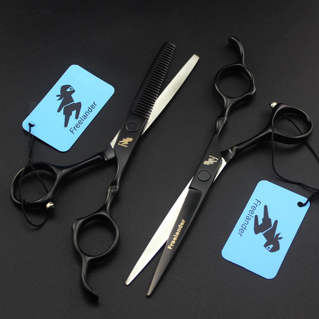 6.0 Inch Black Freelander Bamboo Handle, Hair Scissors, Hair Scissors, Flat Scissors, Bangs Scissors, Tooth Scissors, Thin