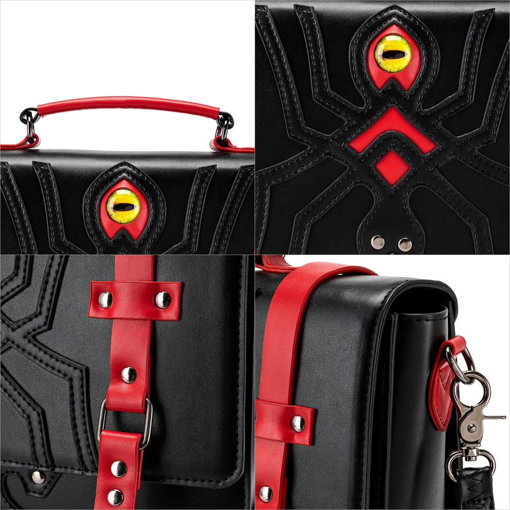 Gothic Tote Bag for Women Satchel Bag with Display Insert for Anime Pins & Button Badges Women's Y2k PU Leather Shoulder Bag Handbag Crossbody Bags