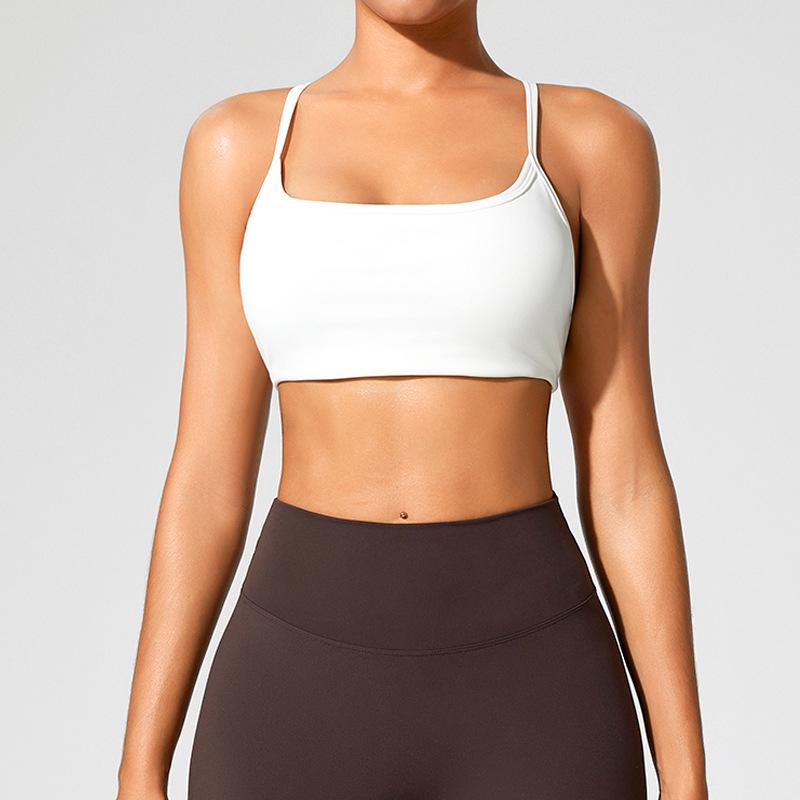 European & American Women's Yoga Clothes: Medium-Intensity Spaghetti Strap Sports Bra & Beautiful Back Camisole