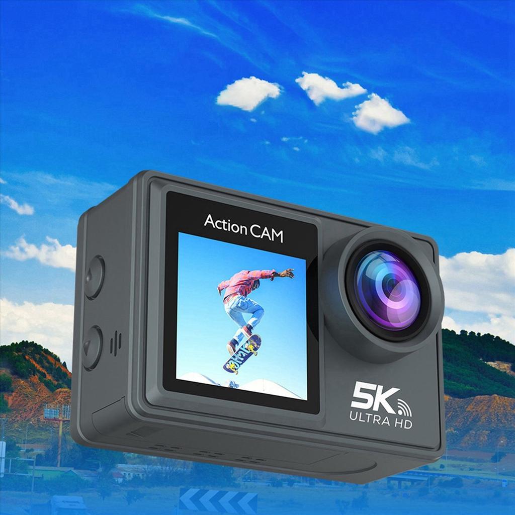 WiFi Anti-Shake Action Camera 5K 30FPS Dual Screen 170° Wide Angle 30M Waterproof Sport Camera with Remote Control