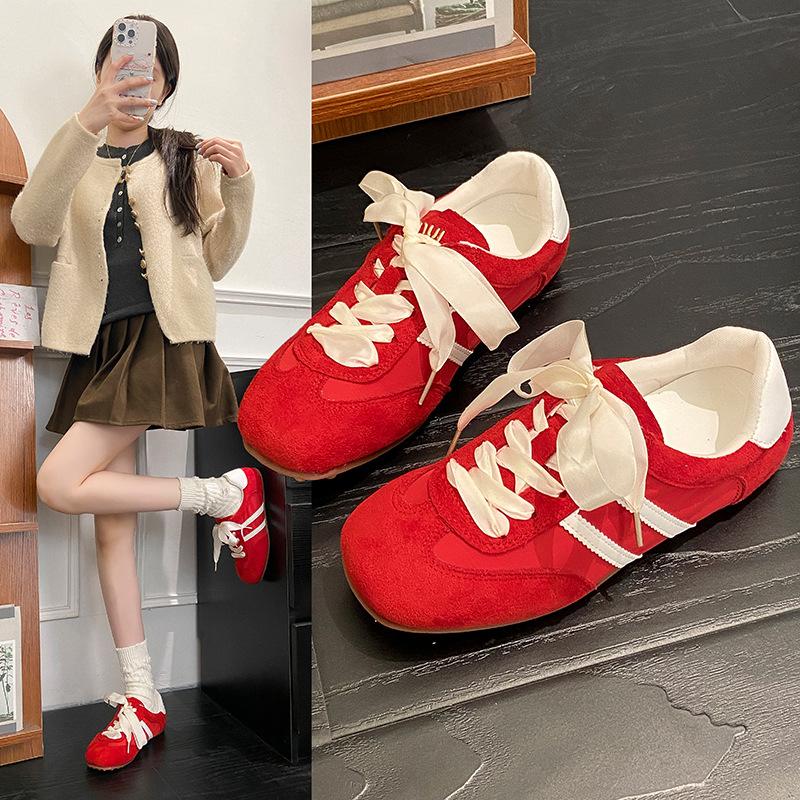 Versatile Korean Retro Summer Niche Ballet Training Shoes Women's 2025 New Flat-bottomed Sports and Leisure Shoes Board Shoes